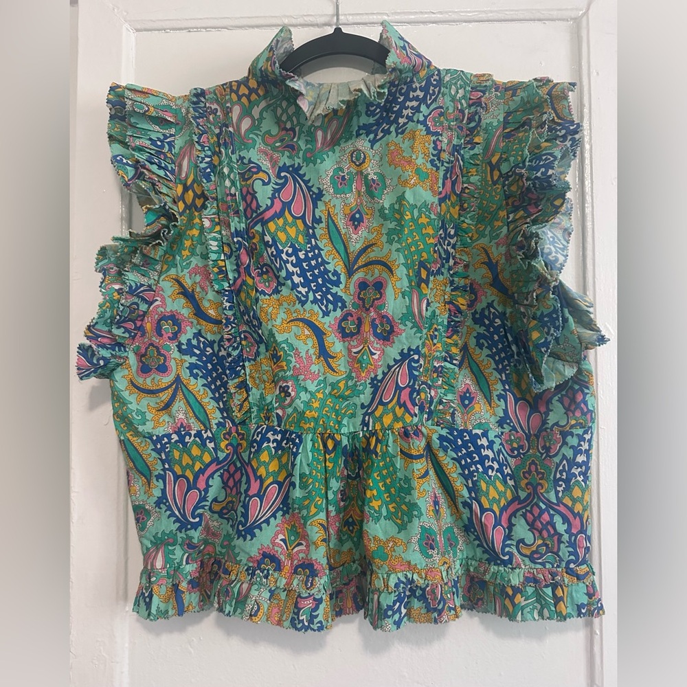 Love The Label Vibrant Paisley Ruffle Sleeve Blouse - Picture 3 of 8